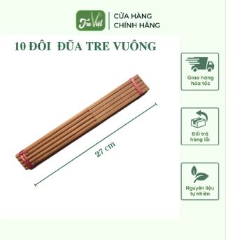 10 Đôi đũa tre vuông - Tre Việt - Công Ty TNHH Sản Xuất Thương Mại Xuất Nhập Khẩu Khai Nguyên